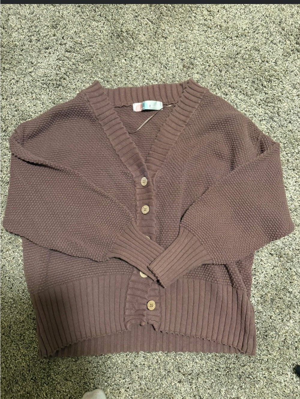 Free People Chunky Button-Front Cardigan - Dusty Mauve